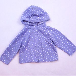 Cotton blue floral hoodie with ears size 24 mo